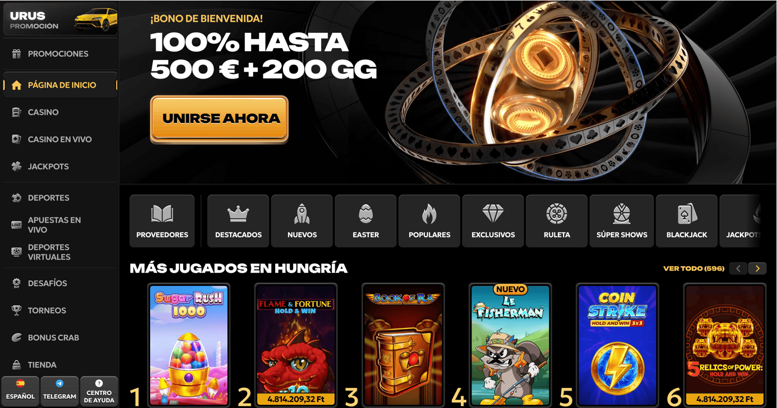 Interfaz de usuario de Spinsy Casino mostrando la selección de juegos y bonos en escritorio y móvil